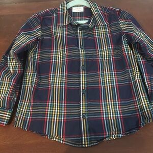 Hanna Andersson cotton button down 110 5 navy plaid